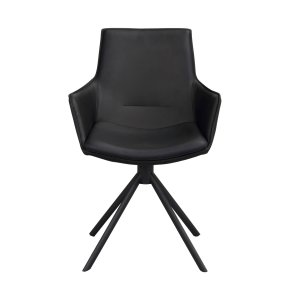 ROWICO Lowell spisebordsstol, m. armln og drejefod - sort lder og sort metal