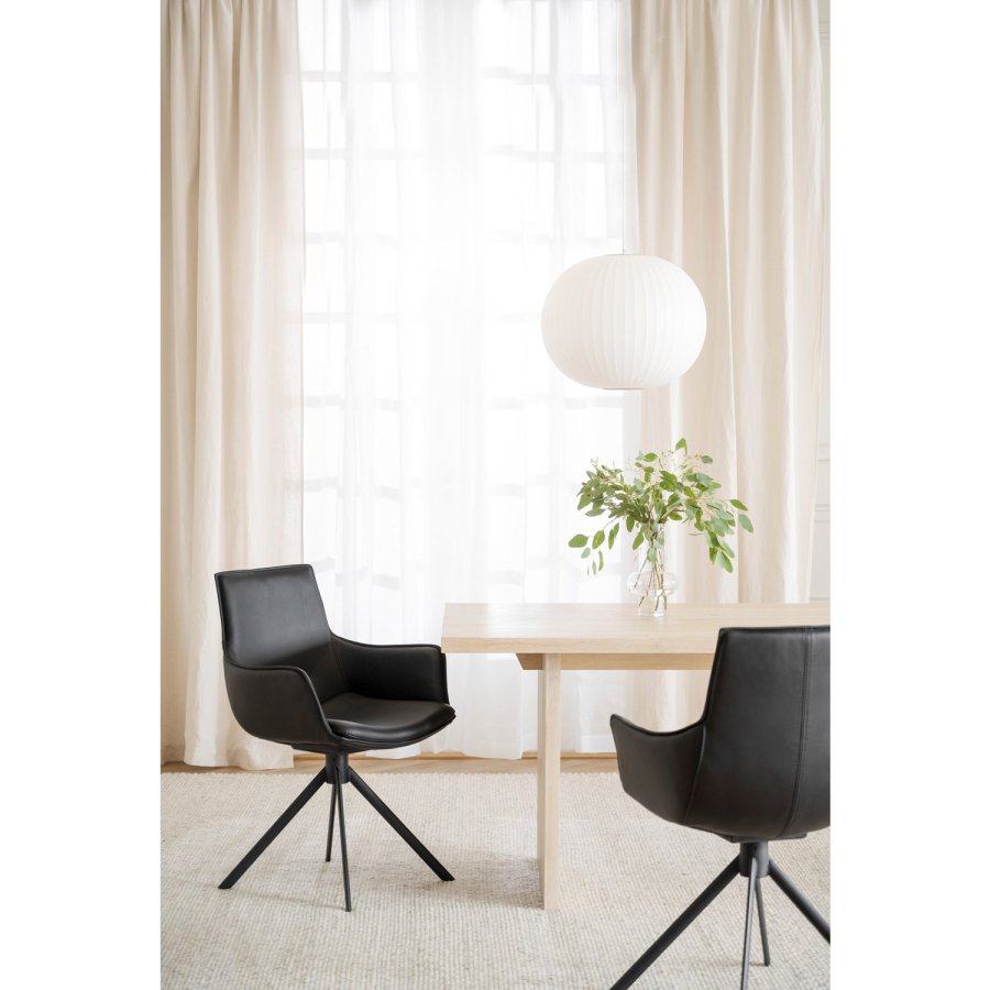 ROWICO Lowell spisebordsstol, m. armln og drejefod - sort lder og sort metal