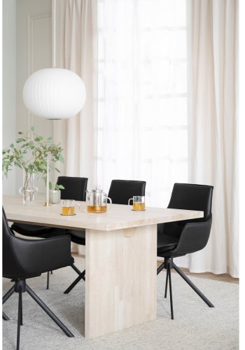 ROWICO Lowell spisebordsstol, m. armln og drejefod - sort lder og sort metal