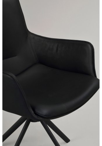 ROWICO Lowell spisebordsstol, m. armln og drejefod - sort lder og sort metal