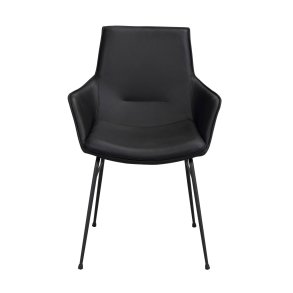 ROWICO Lowell spisebordsstol, m. armln - sort lder og sort metal