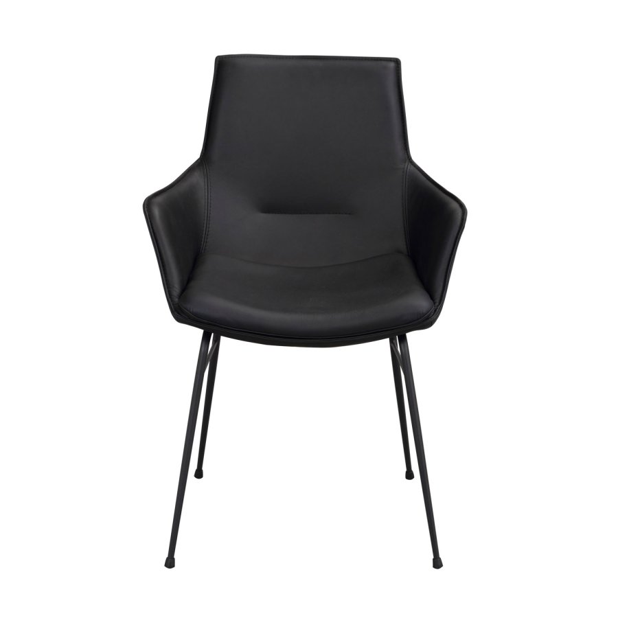 ROWICO Lowell spisebordsstol, m. armln - sort lder og sort metal