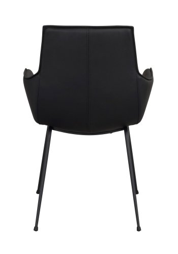 ROWICO Lowell spisebordsstol, m. armln - sort lder og sort metal