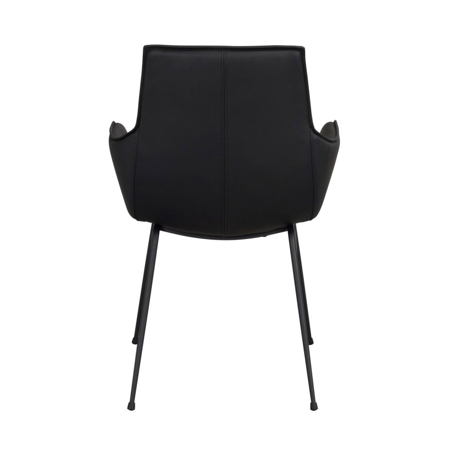 ROWICO Lowell spisebordsstol, m. armln - sort lder og sort metal