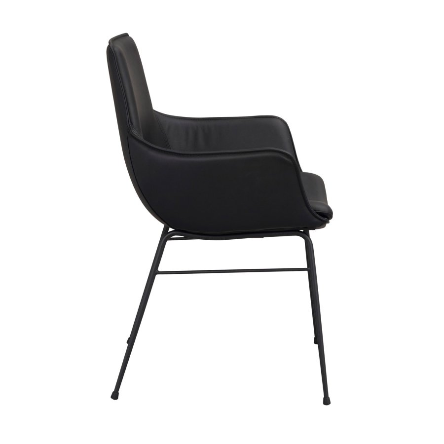 ROWICO Lowell spisebordsstol, m. armln - sort lder og sort metal