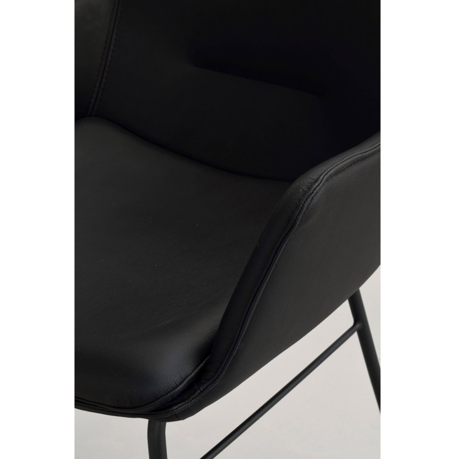 ROWICO Lowell spisebordsstol, m. armln - sort lder og sort metal