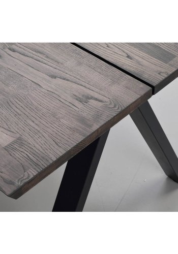 ROWICO Carradale spisebord, m. udtrk - brun eg og sort metal (220x100)