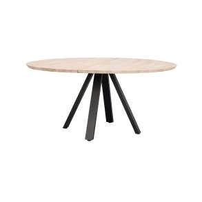 ROWICO Carradale spisebord, rund - hvidpigmenteret eg og sort metal (150)