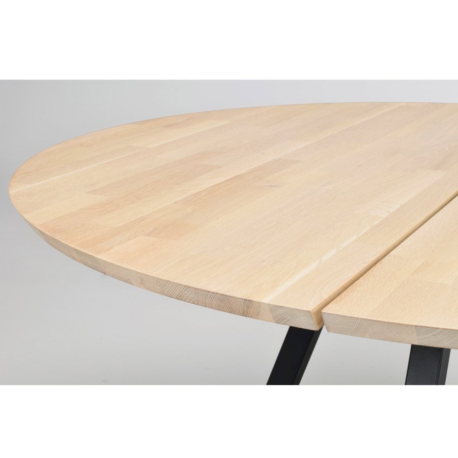 ROWICO Carradale spisebord, rund - hvidpigmenteret eg og sort metal (150)