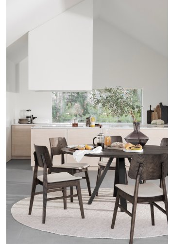 ROWICO Carradale spisebord, rund - brun eg og sort metal (150)