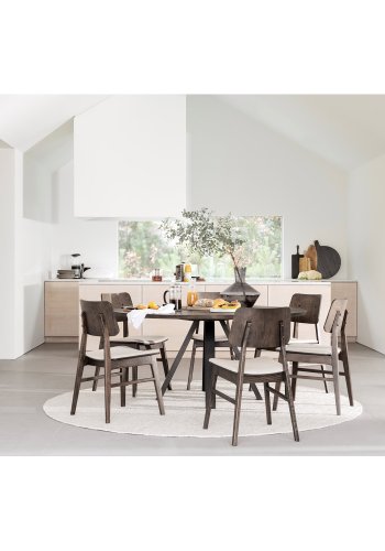 ROWICO Carradale spisebord, rund - brun eg og sort metal (150)