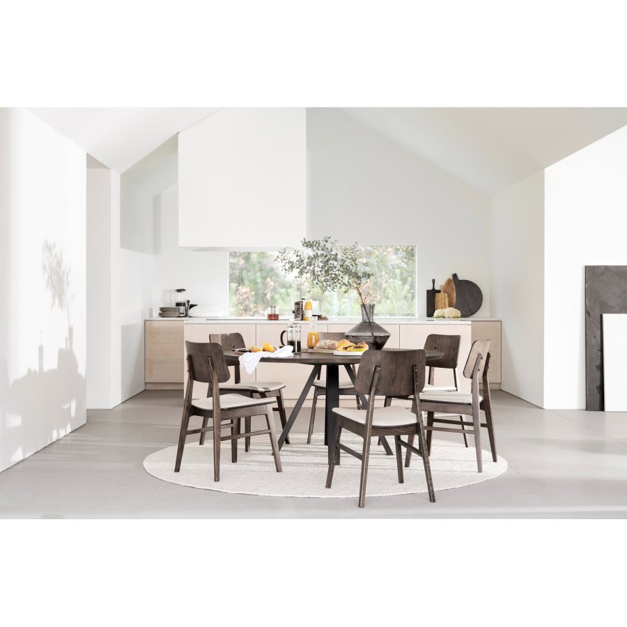 ROWICO Carradale spisebord, rund - brun eg og sort metal (150)