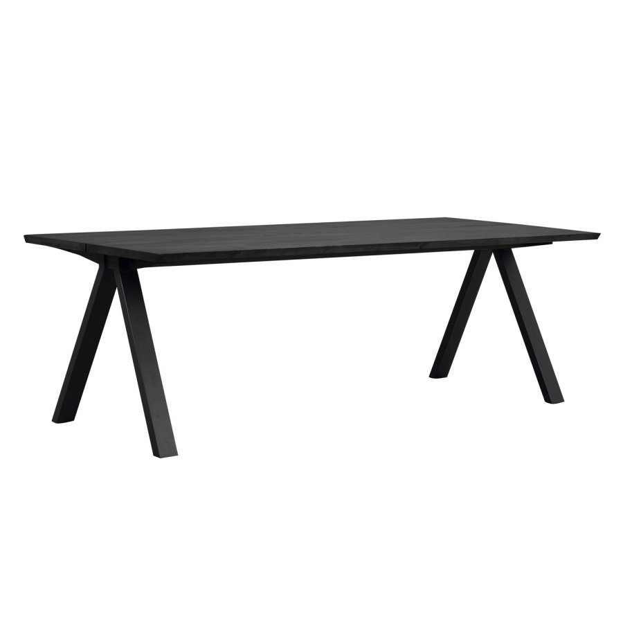 ROWICO Carradale spisebord, m. udtrk - sort ask og sort metal (220x100)