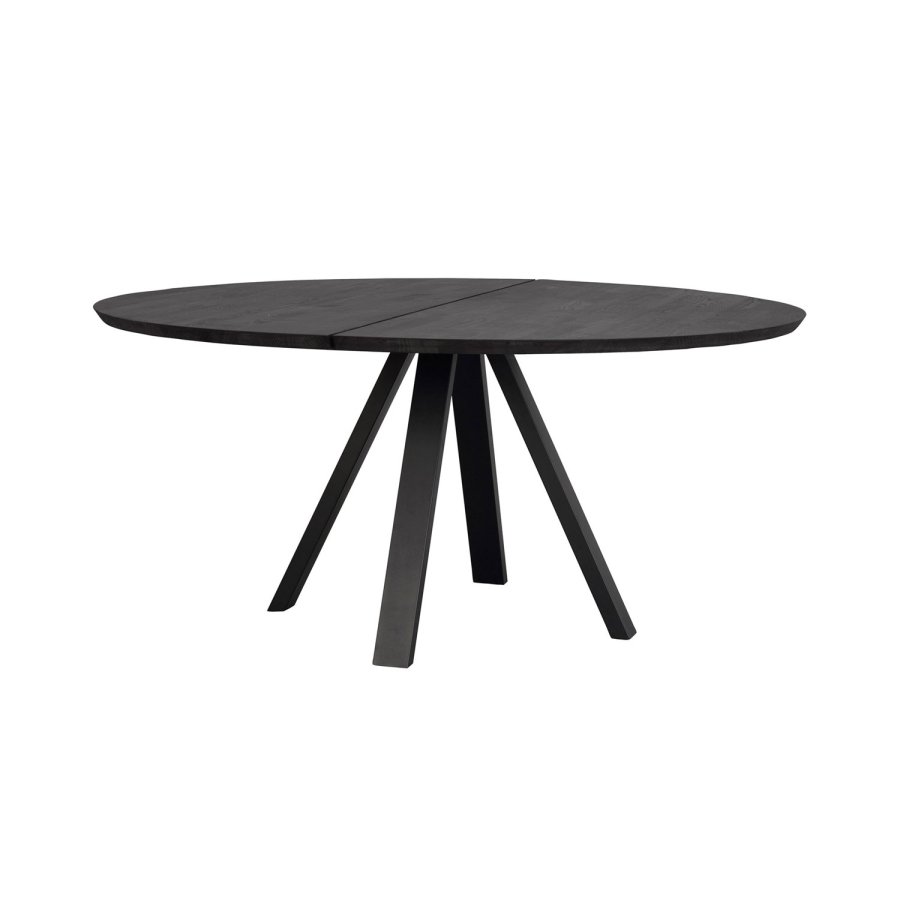 ROWICO Carradale spisebord, rund - sort ask og sort metal (150)