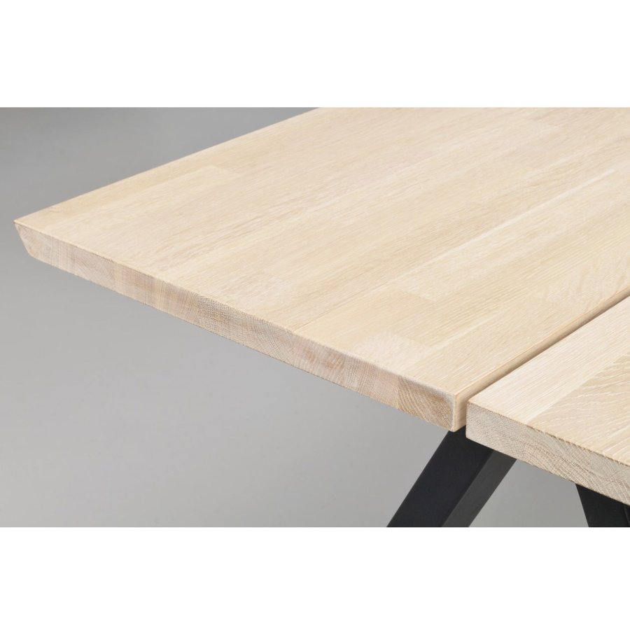 ROWICO Carradale spisebord, m. udtrk - hvidpigmenteret eg og sort metal (220x100)