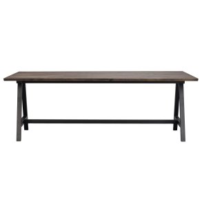 ROWICO Carradale spisebord, m. udtrk - brun eg og sort metal (220x100)