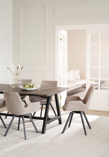 ROWICO Carradale spisebord, m. udtrk - brun eg og sort metal (220x100)