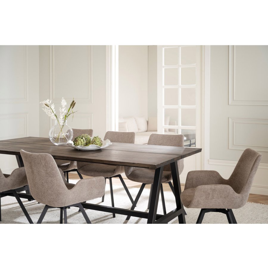 ROWICO Carradale spisebord, m. udtrk - brun eg og sort metal (220x100)