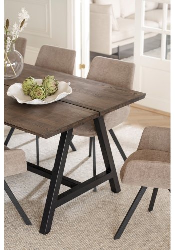 ROWICO Carradale spisebord, m. udtrk - brun eg og sort metal (220x100)