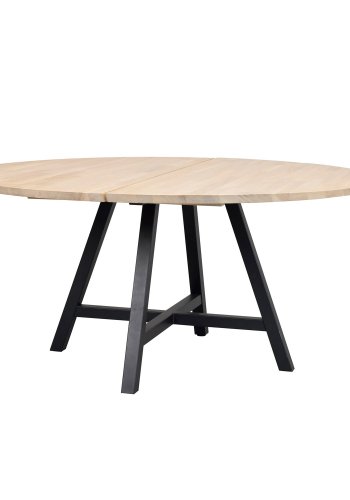 ROWICO Carradale spisebord, rund - hvidpigmenteret eg og sort metal (150)