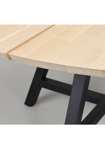 ROWICO Carradale spisebord, rund - hvidpigmenteret eg og sort metal (150)
