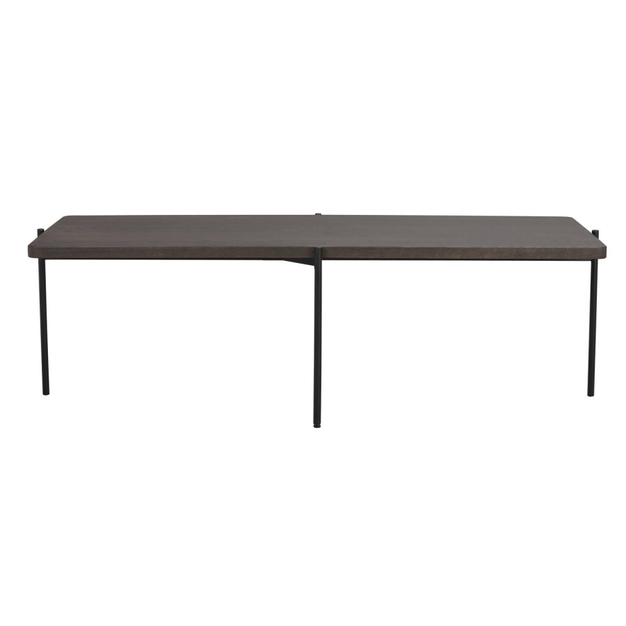 ROWICO Shelton sofabord - brun asketr og sort metal (145x60)