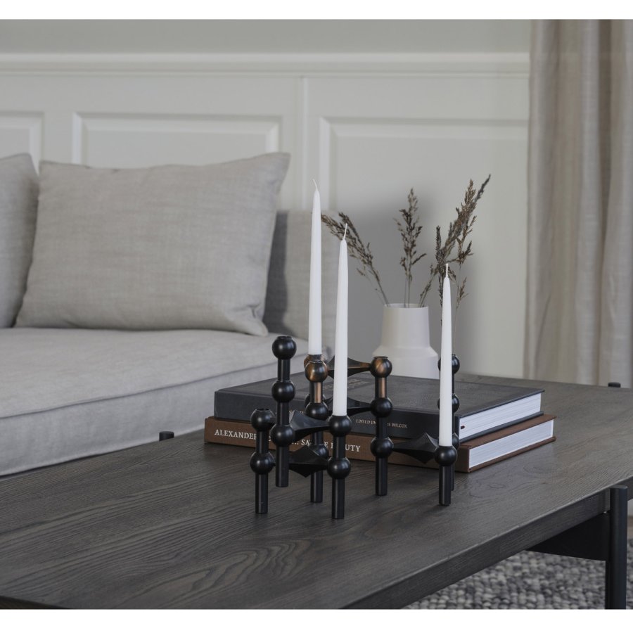 ROWICO Shelton sofabord - brun asketr og sort metal (145x60)