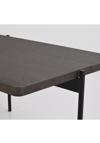 ROWICO Shelton sofabord - brun asketr og sort metal (145x60)