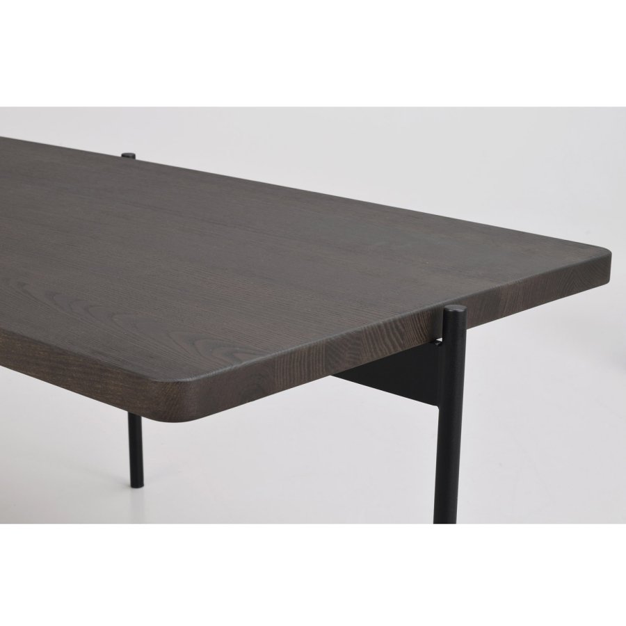 ROWICO Shelton sofabord - brun asketr og sort metal (145x60)