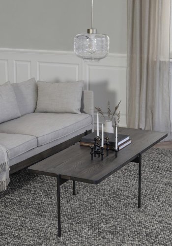 ROWICO Shelton sofabord - brun asketr og sort metal (145x60)