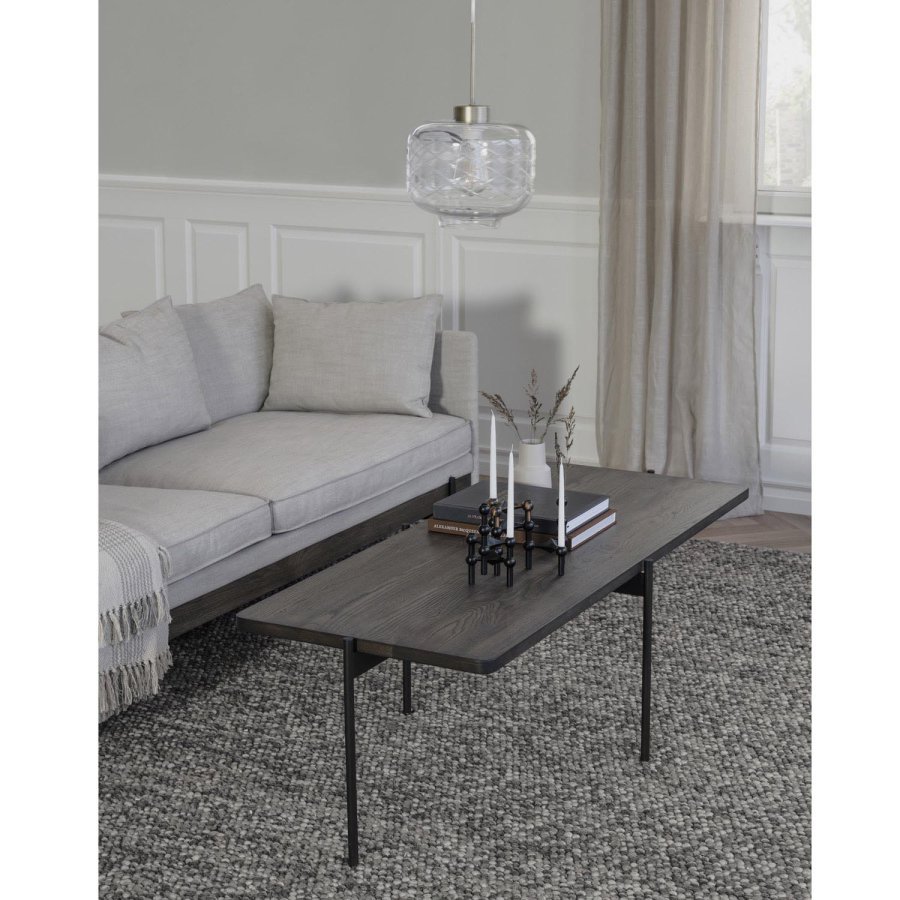 ROWICO Shelton sofabord - brun asketr og sort metal (145x60)