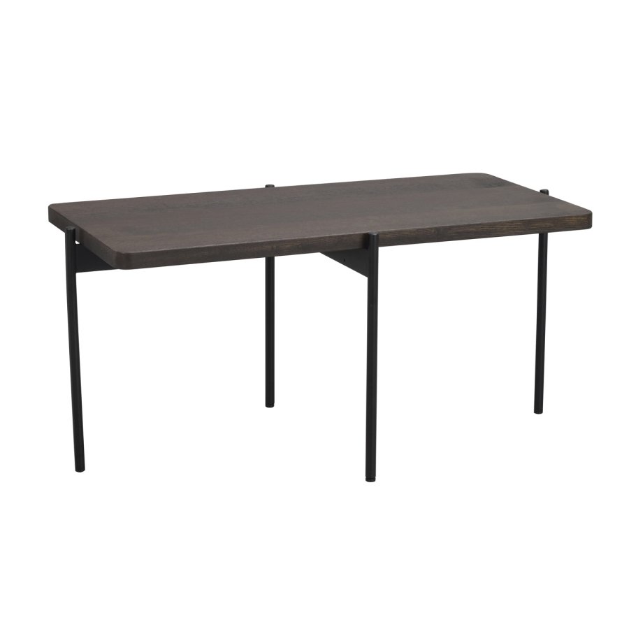 ROWICO Shelton sofabord - brun asketr og sort metal (95x50)