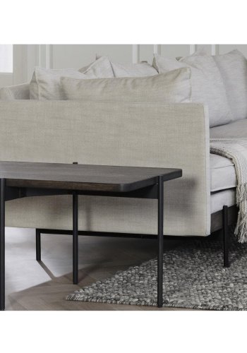 ROWICO Shelton sofabord - brun asketr og sort metal (95x50)