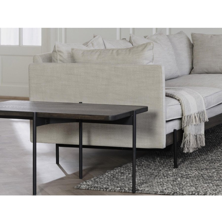 ROWICO Shelton sofabord - brun asketr og sort metal (95x50)