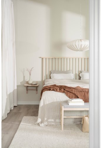 ROWICO Riggins sengegavl - hvidpigmenteret eg og metal (B:194)