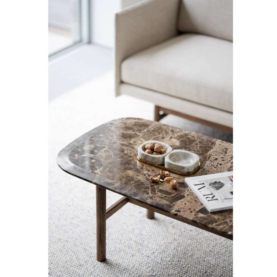 ROWICO Hammond sofabord, rektangulr - brun marmor og brun eg (135x62)