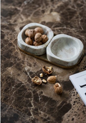 ROWICO Hammond sofabord, rektangulr - brun marmor og brun eg (135x62)