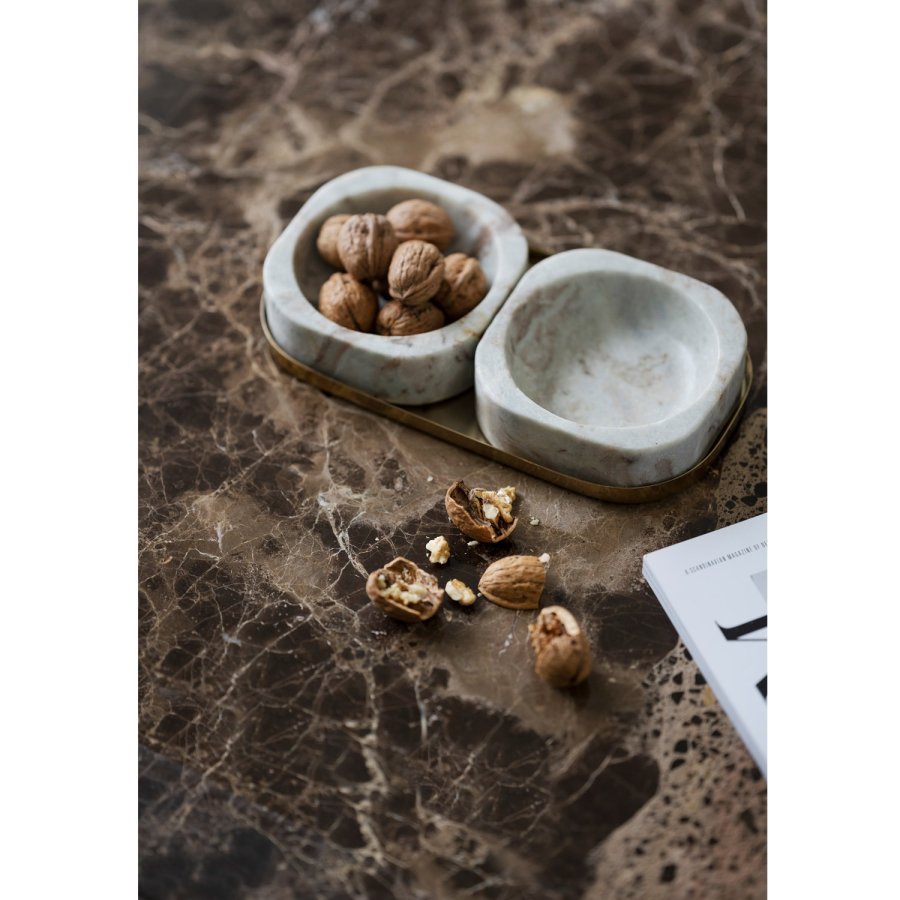 ROWICO Hammond sofabord, rektangulr - brun marmor og brun eg (135x62)