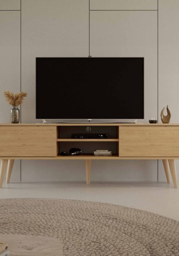 KOCOT RTV Toronto TV-bord, m. 2 lger og 1 hylde - natur bgetr (160x35)