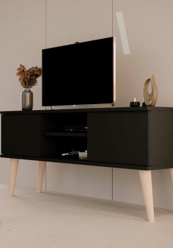 KOCOT RTV Toronto TV-bord, m. 2 lger og 1 hylde - sort bgetr (120x35)