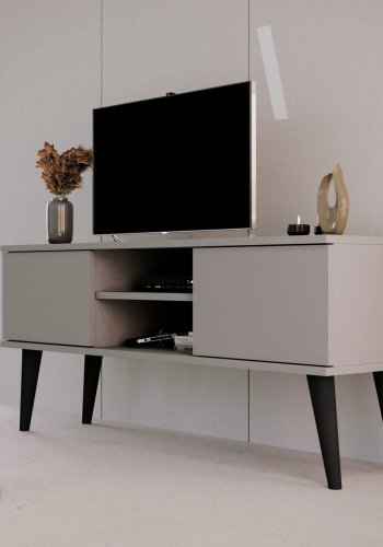 KOCOT RTV Toronto TV-bord, m. 2 lger og 1 hylde - gr bgetr (120x35)