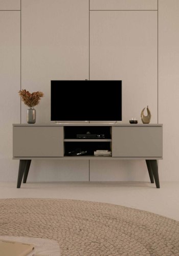 KOCOT RTV Toronto TV-bord, m. 2 lger og 1 hylde - gr bgetr (120x35)