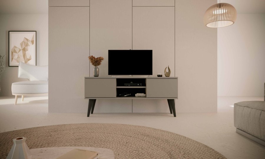 KOCOT RTV Toronto TV-bord, m. 2 lger og 1 hylde - gr bgetr (120x35)