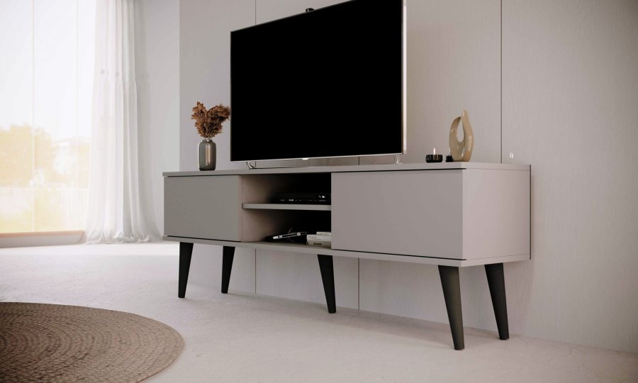 KOCOT RTV Toronto TV-bord, m. 2 lger og 1 hylde - gr bgetr (160x35)