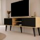KOCOT RTV Toronto TV-bord, m. 2 lger og 1 hylde - natur og sort bgetr (160x35)