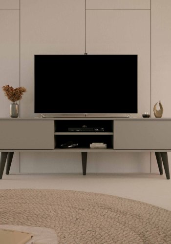 KOCOT RTV Toronto TV-bord, m. 2 lger og 1 hylde - gr bgetr (160x35)