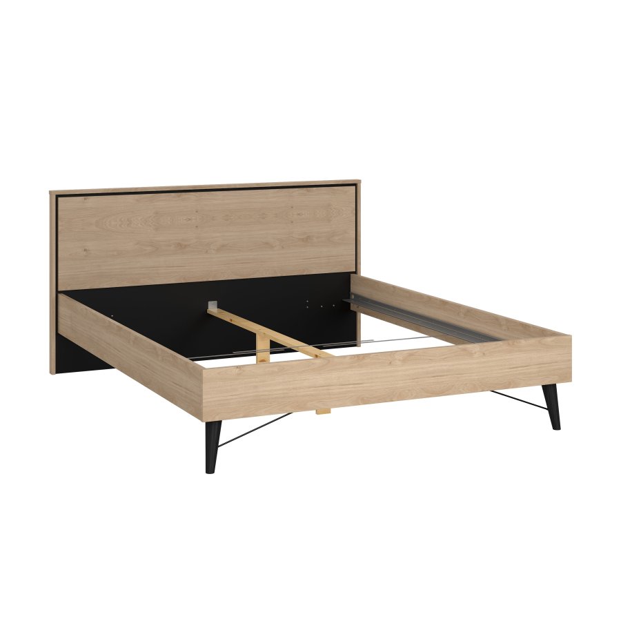 TVILUM Ry sengeramme, m. sengegavl og lamelbund - natur folie/melamin og tr (160x200)