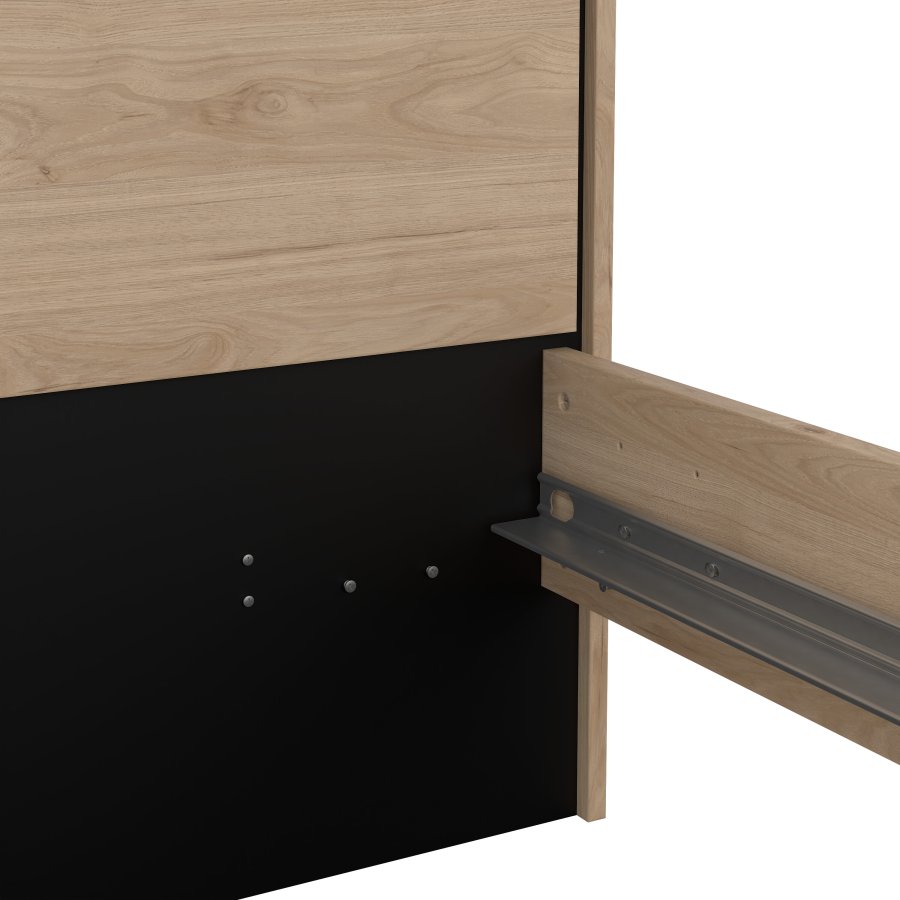 TVILUM Ry sengeramme, m. sengegavl og lamelbund - natur folie/melamin og tr (160x200)