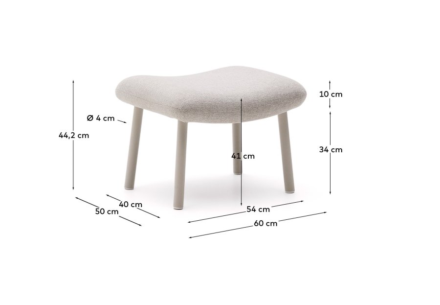 KAVE HOME Inari fodsttte i beige og stl med beige malet finish 60 x 50 cm FSC Mix Credit