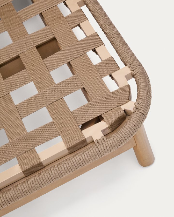 KAVE HOME Catalina dobbelt solseng, m. rygln og hynder - beige tovsnor og akacietr